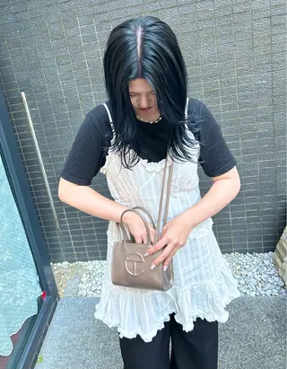 ミディアム カラー パーマ ヘアアレンジ 髪と音処　マトぺ所属・デザインカラー/ボブ ブリーチカラー/ユリのヘアスタイル