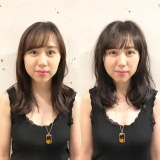 セミロング 髪質改善縮毛矯正 専門店のヘアスタイル