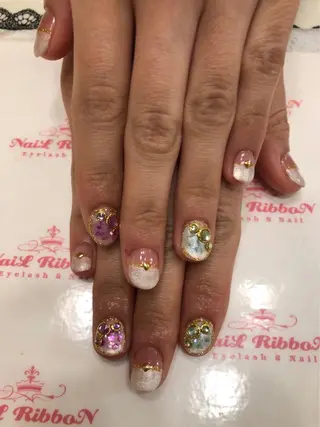 ネイル ネイルリボン 受付スタッフのネイルデザイン