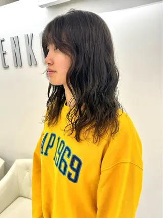 セミロング パーマ デジタルパーマ 🌀ボブ　萩原　龍のヘアスタイル