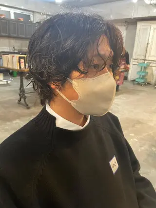 ミディアム カラー パーマ メンズ 高評価/パーマ平塚 章悟【tetsu】のヘアスタイル