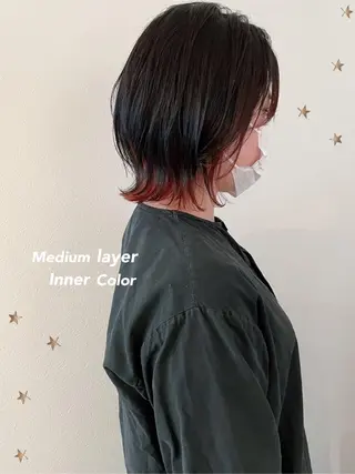 ミディアム カラー 市川 千夏のヘアスタイル