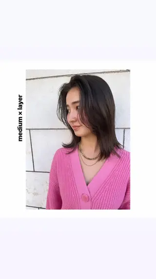 ミディアム カラー パーマ ヘアアレンジ メンズ キッズ ネイル マツエク・マツパ アイブロウ hiro【沿線で叶う 似合わせhair】のヘアスタイル