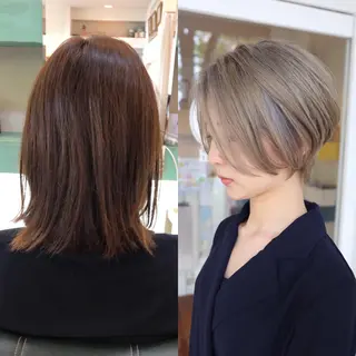 ショート カラー 限定1名撮影モデル 村中衣里のヘアスタイル