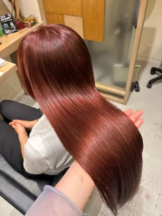 ロング 透明感グレージュ/ 縮毛矯正/静岡のヘアスタイル