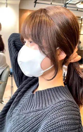 ロング 日比崚介🍀 おくれげ小顔カットのヘアスタイル