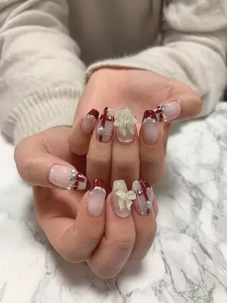 ネイル はな💎ネイル ワンホン、長さ出しのネイルデザイン