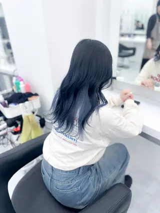セミロング カラー ウルフ&レイヤー特化 まとまる美髪矯正のヘアスタイル