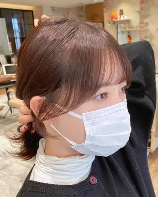 ミディアム カラー 顔まわりカット🌟 くびれヘア/寺門遥輝のヘアスタイル