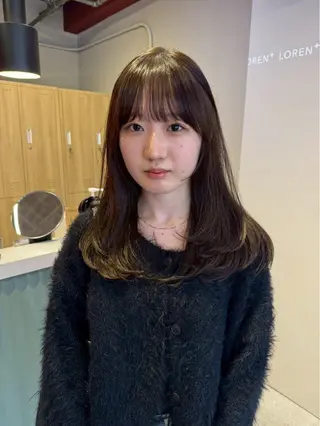 セミロング カラー レイヤーカット🍏 オリーブ/ののかのヘアスタイル