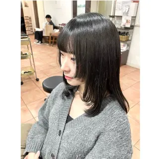 セミロング カラー ヘアアレンジ 🦋エクステ/透明感 カラー🦋宮川莉央のヘアスタイル