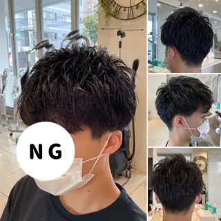 ショート メンズ 白髪ぼかしデザイン ハイライト/宮本純登のヘアスタイル
