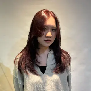 セミロング カラー 林 小桃のヘアスタイル