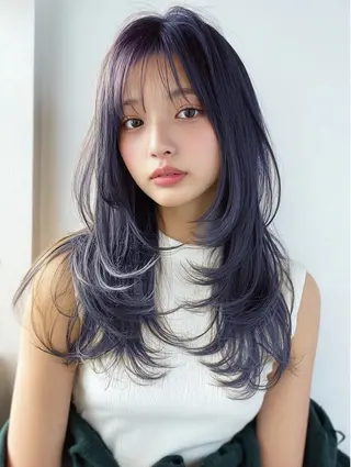 ロング カラー ラベンダーカラー/ レイヤーカットAyaのヘアスタイル