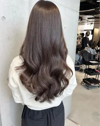 ミディアム カラー パーマ ヘアアレンジ 透明感/オリーブ/ グレージュ/YUKAのヘアスタイル