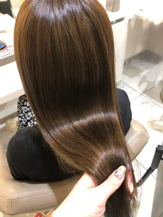 ロング 三箇島陽香/髪質改善 クロスパーマ縮毛矯正のヘアスタイル