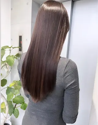 ロング カラー パーマ ヘアアレンジ 透明感/オリーブ/ グレージュ/YUKAのヘアスタイル