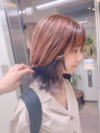 セミロング カラー 髪質改善&ストレート ✂︎鈴木青樹のヘアスタイル