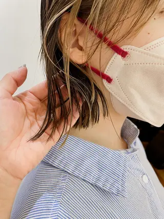ミディアム カラー 緒方リエ 時短ショート・ボブのヘアスタイル