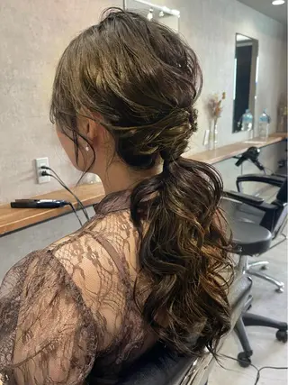 ロング カラー ヘアアレンジ マツエク・マツパ 松井那津子 /ハイライトブリーチのヘアスタイル