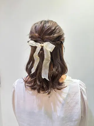 ヘアアレンジ 🇰🇷韓国レイヤー 多幸感メイク🤍のヘアスタイル