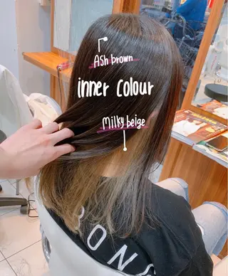 セミロング カラー 脱白髪染め美容師 竹内涼乃のヘアスタイル