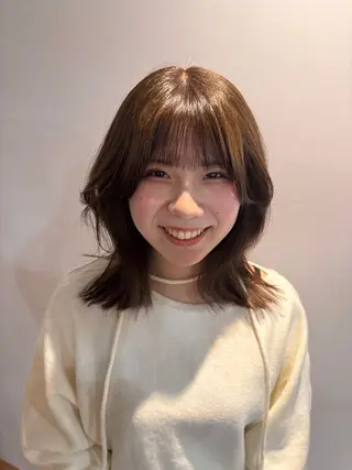 ミディアム ハイトーン/パーマ 大名 sakiのヘアスタイル