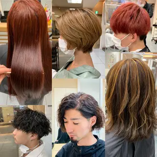 ミディアム カラー パーマ 髪質改善/縮毛矯正 /レイヤー岡部のヘアスタイル