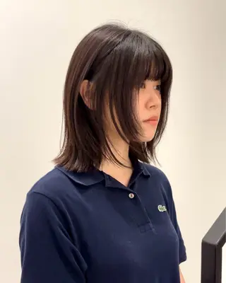 ショート カラー パーマ ヘアアレンジ メンズ 切りっぱなしヘアボブ ミディアムヘアRYOのヘアスタイル