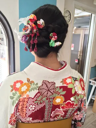 セミロング ヘアアレンジ 早朝✨ヘアセット 着付け/清水玲歌のヘアスタイル