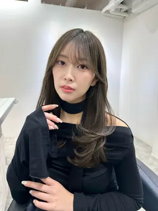 セミロング カラー ミディアムレイヤー 添田晃基のヘアスタイル