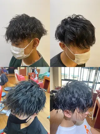 パーマ メンズ 三ノ宮フェザーパーマ 10月再開予定のヘアスタイル