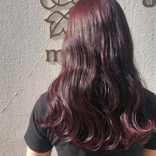 カラー 切りっぱなしボブ／ 暖色カラー／なつみのヘアスタイル