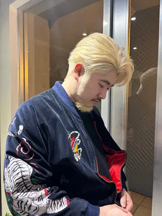 カラー ブリーチ✨ハイライト メンズヘア/アヤノのヘアスタイル