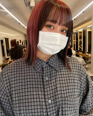 ショート カラー センターパート/ 暖色カラーayuのヘアスタイル