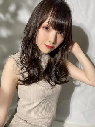 セミロング カラー 新宿✨顔周りカット 韓国ヘア/坂本亜裟海のヘアスタイル