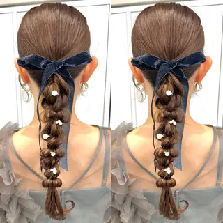 ロング ヘアアレンジ ヘアメ🎀推しカラー 🥣横浜/しほ🧸のヘアスタイル