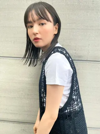 ミディアム 結べるレイヤーボブ くびれLady表参道のヘアスタイル
