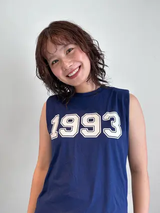 ミディアム カラー パーマ 切りっぱなしBOB 職人💜Anzuのヘアスタイル
