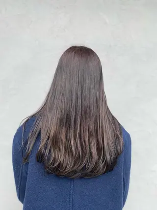 ロング カラー 酸性ストレート/ブリ ーチなしWカラー河本のヘアスタイル