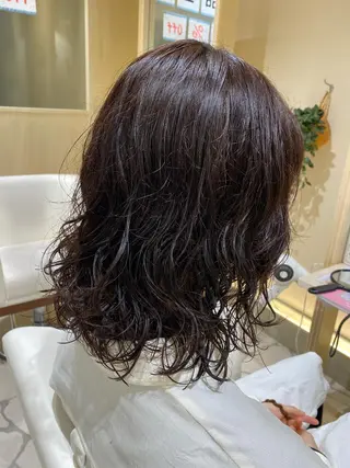 ミディアム カラー パーマ 三代 ゆりあのヘアスタイル