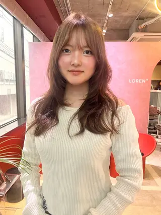 ロング カラー レイヤーカット🍏 オリーブ/ののかのヘアスタイル