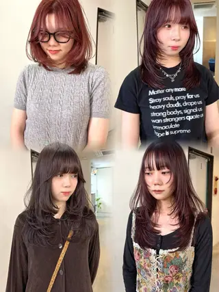 ロング カラー mizuki/ピンク ベージュ.レイヤーのヘアスタイル