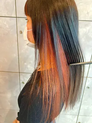 セミロング カラー ヘアアレンジ 🌈インナーカラー ‘ショウマ’🌈のヘアスタイル