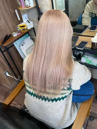 セミロング カラー Lull1人美容室 バレイヤージュのヘアスタイル