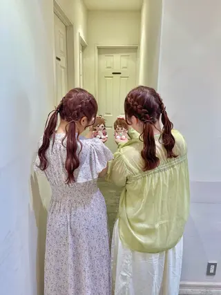 ヘアアレンジ エクステ🎀 暖色カラー🎀amiのヘアスタイル