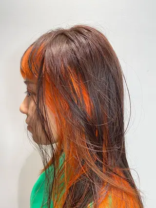 セミロング カラー デザインカラーウルフ 宙也のヘアスタイル