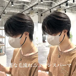 パーマ 関西センターパート メンズモデル募集のヘアスタイル