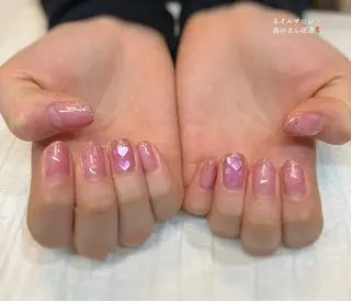 ネイル ショートネイル 森のさんぽ道のネイルデザイン