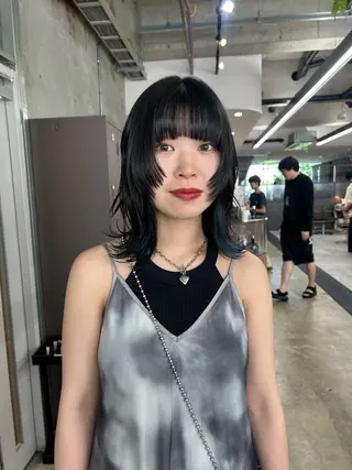 セミロング カラー maho/垢抜け カラーパーマメイクのヘアスタイル